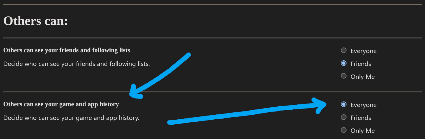 Xbox Privacy settings